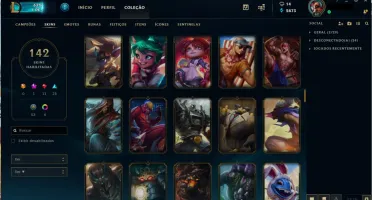 Conta League of Legends Platina 3. 142 skins, 20 jogos.
