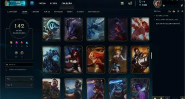 Conta League of Legends Platina 3. 142 skins, 20 jogos.