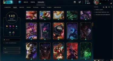 Conta League of Legends Platina 3. 142 skins, 20 jogos.