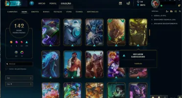Conta League of Legends Platina 3. 142 skins, 20 jogos.