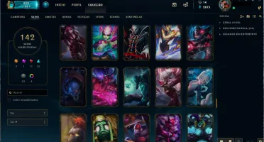 Conta League of Legends Platina 3. 142 skins, 20 jogos.