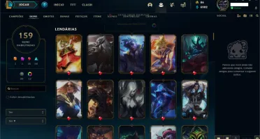 Conta LVL 341 OURO IV + Todos Campeões + 159 Skins