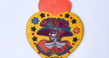Enfeite de Parede Catrina Amarela
