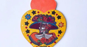 Enfeite de Parede Catrina Amarela