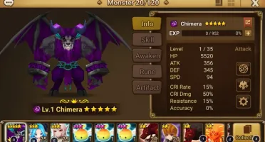 Conta Summoners war Reroll Dark Chimera (Zeratu)