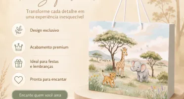 Kit 15 Sacolinhas Safari Savana - Pegue e Monte