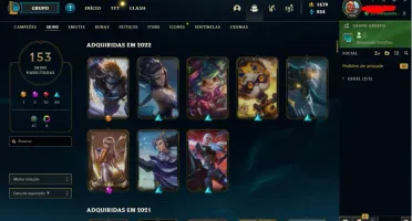 CONTA BRONZE 1, COM 153 CAMPEÕES E 152 SKINS LVL 327 1679 RP