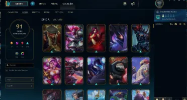 CONTA LEAGUE OF LEGENDS 91 SKINS PRATA 1