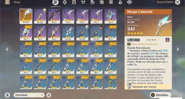 Conta Genshin Impact Ganyu + Arco T5 Harpa Celestial