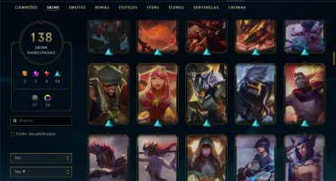 Conta ouro 4 com 138 skins e TODOS os champs