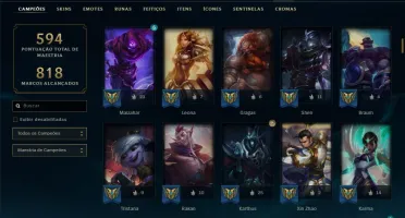 Conta ouro 4 com 138 skins e TODOS os champs