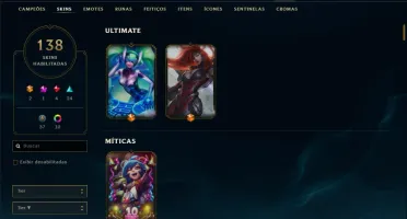 Conta ouro 4 com 138 skins e TODOS os champs