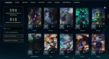 Conta ouro 4 com 138 skins e TODOS os champs