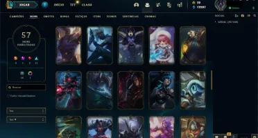 CONTA LOL LVL 212 - 100 CAMPEÕES - 57 SKINS
