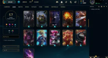 CONTA LOL LVL 212 - 100 CAMPEÕES - 57 SKINS
