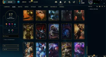 CONTA LOL LVL 212 - 100 CAMPEÕES - 57 SKINS