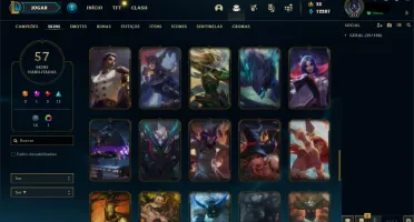CONTA LOL LVL 212 - 100 CAMPEÕES - 57 SKINS