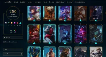 Unranked com TODOS os Champs e 250 Skins ( MID / SUP / JG )