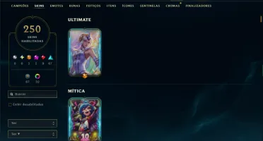 Unranked com TODOS os Champs e 250 Skins ( MID / SUP / JG )