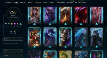 Unranked com TODOS os Champs e 250 Skins ( MID / SUP / JG )
