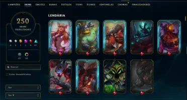 Unranked com TODOS os Champs e 250 Skins ( MID / SUP / JG )