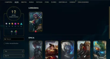 Ouro 3 com 60 Champs e 12 Skins