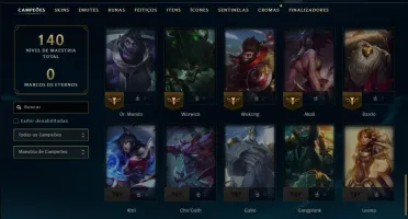 Ouro 3 com 60 Champs e 12 Skins