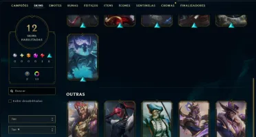 Ouro 3 com 60 Champs e 12 Skins
