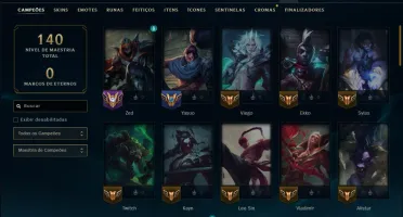 Ouro 3 com 60 Champs e 12 Skins