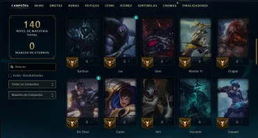 Ouro 3 com 60 Champs e 12 Skins