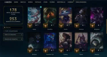 Ouro 4 com 45 Champs e 9 Skins