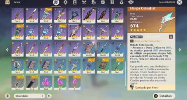 Genshin Impact Ar 60 Endgame 10 Armas T5 E 19 Personagens T5