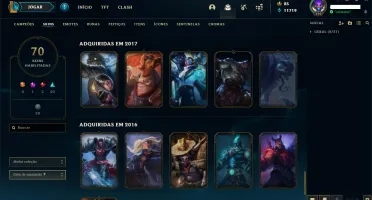 Conta LEAGUE OF LEGENDS Nivel 249, 126 Campeões + 70 skins