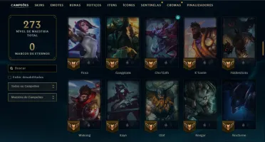 Mestre com 110 Champs e 24 Skins ( 156 PDL )