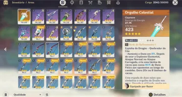 Conta com Qiqi/Jean/Fichl e arma 5 estrelas AR33