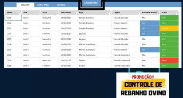 Planilha para Controle de Rebanho Ovino Completo