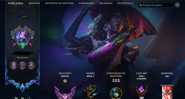 Conta Lol criada em 2014, elo atual mestre, main suporte
