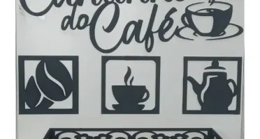 Kit Cantinho do Café, Placa, Quadro e Bandeja, MDF Premium