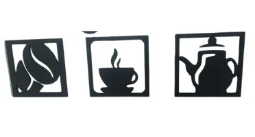 Kit Cantinho do Café, Placa, Quadro e Bandeja, MDF Premium