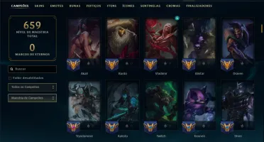 Unranked com TODOS os Champs e 214 Skins ( ADC / SUP / JG )
