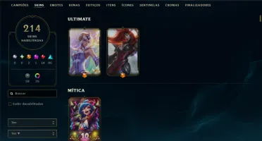 Unranked com TODOS os Champs e 214 Skins ( ADC / SUP / JG )