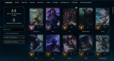 Platina 1 com 95 Champs e 16 Skins
