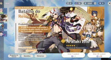 Conta Genshin Impact AR 51 com Hutao Diluc Ayaka e mais