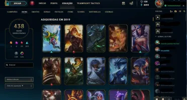 Conta League of Legends lvl 306 com 438 skins Platina 3