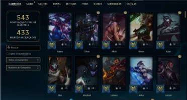 Conta bronze 3 com TODOS os champs e 371 Skins + 2 Prestigio
