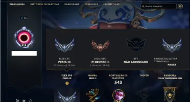 Conta bronze 3 com TODOS os champs e 371 Skins + 2 Prestigio