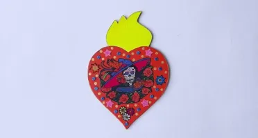 Enfeite de Parede Catrina Vermelha
