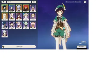 Conta Genshin Venti/Ganyu/Diluc