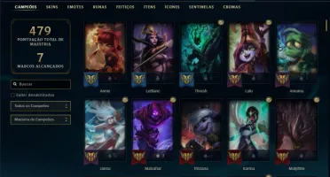 Conta ouro 4 com TODOS os champs e 111 Skins + 7 Vitoriosas