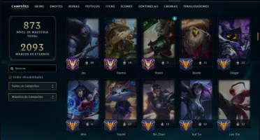 Prata 2 com TODOS os Champs e 257 Skins ( JG / SUP / MID )